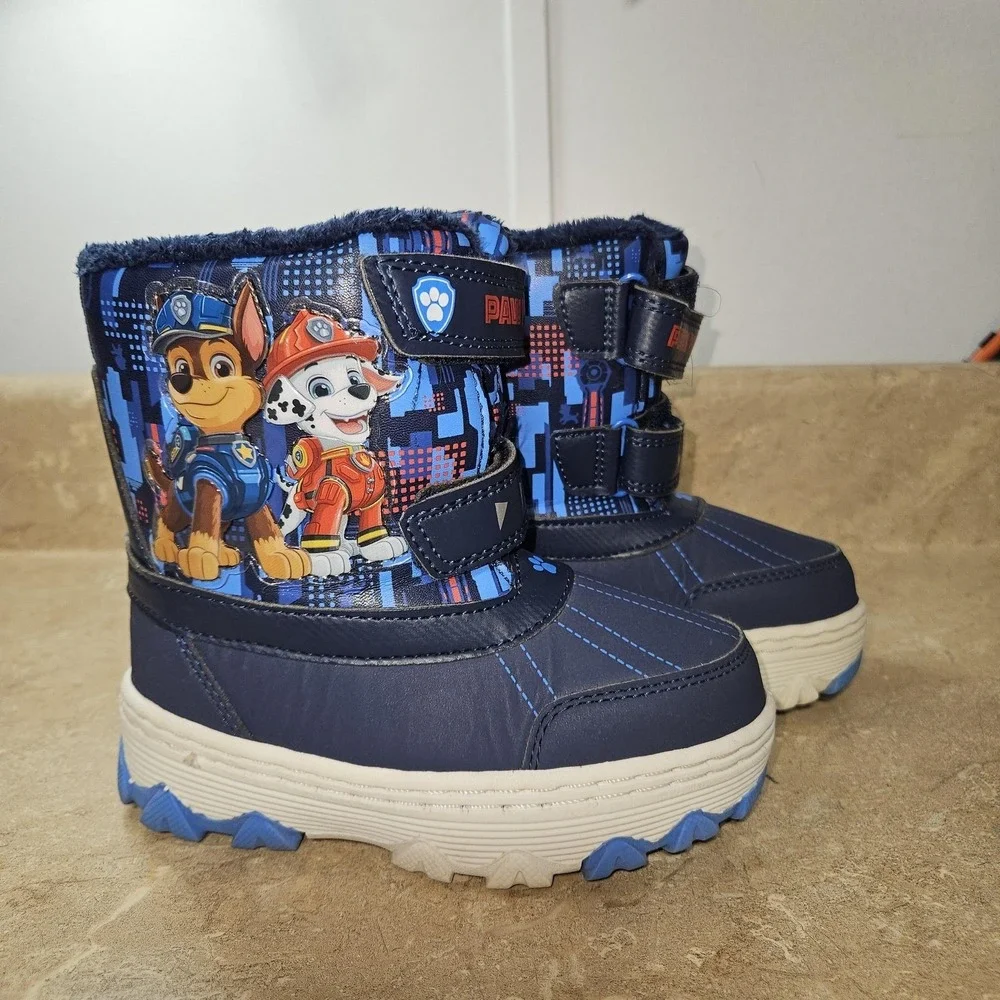 Nickelodeon Paw Patrol Snow Boots Boys Size 9 Blue Chase‎ Marshall Warm Winter